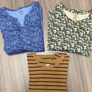Lot 3 Lands' End / LL Bean Tops Cotton 3/4 length/ short sleeve L (14/16)